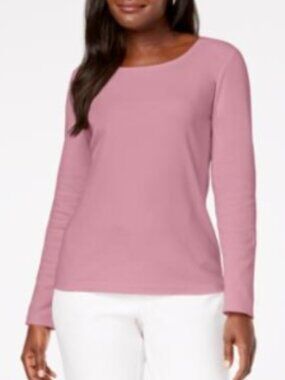 Karen Scott Women's Dark Pink Cotton Scoop-Neck Top XXL